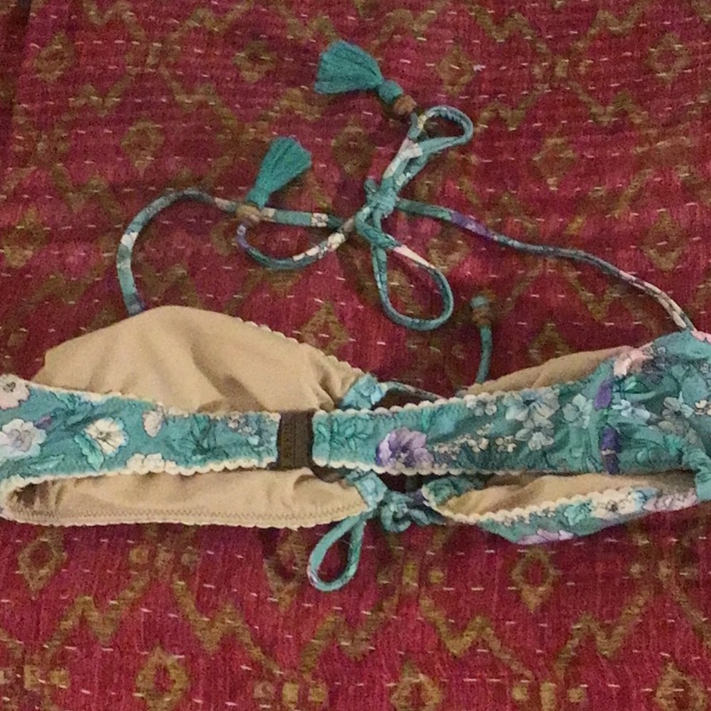 EUC SPELL Flower Child Floral Bikini Top Bandeau W TIES  Sz small - Picture 5 of 11